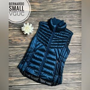 Bernardo metallic blue down puffer vest